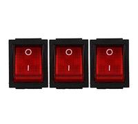 Akfldms 3X Luz roja iluminada DPST ON/OFF Interruptor del balancin de broche en 16A 20A 250V AC