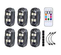 Akfldms 6 Luces Estroboscópicas LED Inalámbricas con Control Remoto, 350 MAh, Recargables por USB, 8 Colores, Alto Brillo, Resistentes Al Agua.