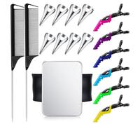 Akfldms 8 Piezas Anillo de Separación Anillo de Selección de Cabello 6 Pinzas para Peinar el Cabello Herramienta de Separación del Cabello 2 Peines para Trenzar de Rata