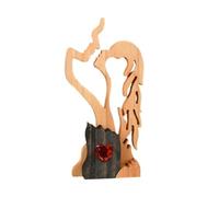 Akfldms Adorno de Madera Estatua de Pareja de Madera para Decoración del Hogar Figura Abstracta de Pareja Besándose Escultura de Amor San Valentín