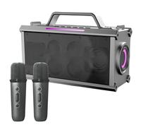 Akfldms Altavoz Bluetooth Inalámbrico con Subwoofer de Alta Potencia y 2 Micrófonos, Portátil para Exteriores, con Volumen Alto, de Karaoke para el Hogar.