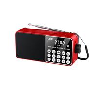 Akfldms Altavoz de Radio Portátil Compatible con Tarjeta TF, Radio FM Digital, Pantalla LED, Reproductor de MP3 Estéreo para Personas Mayores, Color Rojo.