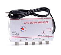 Akfldms Amplificador Divisor de TV por Cable de 20 DB, Amplificador de Señal de Antena de TV Digital para Equipos de TV Domésticos de 45 MHz A 860 MHz, 1 Entrada y 4 Salidas, Enchufe UE.