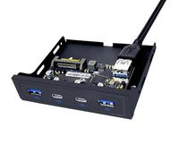 Akfldms Bahía de Disquete de 20 Pines y 3,5" con Panel Frontal USB, 2 Puertos USB 3.0, 2 Puertos USB 3.2 GEN1, 5 Gbps, Adaptador de Expansión Tipo C para Escritorio