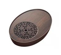 Akfldms Bandeja de Té Ovalada con Drenaje para la Cultura de la Ceremonia del Té Bandeja de Almacenamiento de Madera Maciza para el Hogar