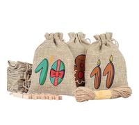 Akfldms Bolsas de Adviento NavideñAs, Lindas Bolsas de Dulces NavideñOs, Regalos de Fiesta, 24X Bolsas de Arpillera Reutilizables, Suministros para Dulces NavideñOs Festivos