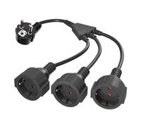 Akfldms Cable de Extensión de Alimentación con Adaptador de Triple Enchufe, Ideal para Ordenador y Uso Doméstico, Enchufe Europeo.