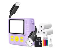 Akfldms Cámara de Impresión Térmica Portátil Mini Regalo de Moda para Niños con Enfoque Automático Instantáneo Púrpura