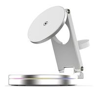 Akfldms Cargador Inalámbrico de Carga Rápida con Rotación de 360°, Magnético, de Aleación de Aluminio, 30 W, para Teléfono, Auriculares y Reloj Inteligente,