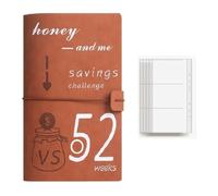 Akfldms Carpeta de Presupuesto de 52 Semanas, Sobres en Efectivo para el Desafío de la Pareja para Ahorrar Dinero, Organizador de Depósitos en Efectivo, Imitación A