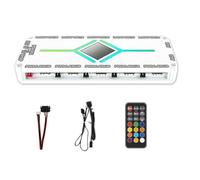 Akfldms Concentrador de Succión Magnética de 12 Puertos ARGB + 10 Puertos PWM con Control Remoto. Divisor de Concentrador PWM y ARGB para Ventilador de PC, Color