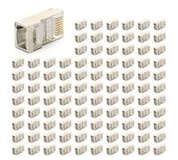 Akfldms Conector RJ45 Blindado CAT5E CAT6 Conector Ethernet de Crimpado STP 8P8C Enchufes de Cabeza de Cristal Modular 500 Piezas