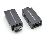 Akfldms Convertidor de Medios de Fibra Óptica Mini Gigabit de 1 Par, Transceptor Óptico de 100/1000 Mbps, Conmutador Ethernet SC A RJ45, 20 Km, Enchufe Europeo.