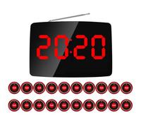 Akfldms de Llamada Inalámbrica para Restaurante con Buscapersonas, 20 Botones de Llamada y Pantalla LED para Atención Al Cliente en Bares y Restaurantes, Enchufe Europeo.