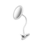 Akfldms Espejo de Maquillaje con Clip y Aumento de 10 Aumentos, Cuello de Cisne, Espejo de Tocador de 6.5" con Luz, Recarga USB de 2000 MAh, Rotación de 360°.