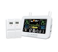 Akfldms Estación Meteorológica Digital con Pantalla Color Multifunción, Radio Reloj con Sensor Inalámbrico para Exteriores, Color (UE)