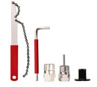 Akfldms Herramienta de Extracción Casete de Bicicleta, Kit Herramientas Cadena Bicicleta 5 Piezas con Llave Auxiliar Látigo Cadena Extracción de Anillo de Bloqueo de Casete de Bicicleta
