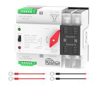 Akfldms Interruptor de Transferencia Automático de 100 A CA 110 V, Doble Potencia, ATS 2P, Montaje en Riel DIN para Generador Doméstico, Autocaravana y Uso Público.
