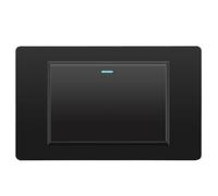 Akfldms Interruptores Eléctricos de Pared, Interruptor de Luz, 1 Unidad, Panel de Vidrio Templado de 118 mm X 74 mm, Interruptor de Botón Mecánico, Color Negro.