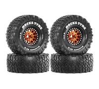Akfldms Juego de 4 Llantas de Goma con Bloqueo de Cuentas de 120 mm y 1,9 Pulgadas para Coche RC Crawler SCX10 Pro Capra TRX4 D90 1/10, Color Naranja.