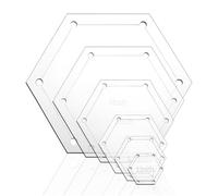 Akfldms Juego de 6 Plantillas Hexagonales Acrílicas para Acolchado, de 2,5 A 12,7 Cm, con Margen de Costura de 0,6 cm para Manualidades.