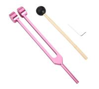 Akfldms Juego de Diapasones de 128 Hz para Sanación de Chakras, de Aleación de Aluminio, para Terapia de Sonido, Bioacústicos, Coloridos, Ajustables, Color Rosa.