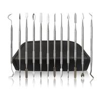 Akfldms Juego de Herramientas de Talla de de Acero Inoxidable de 12 Piezas, Instrumentos de Depilación, Herramientas de Escultura de Doble