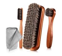Akfldms Kit 4 Cepillos para Lustrar Zapatos Crin Caballo, Aplicadores Abrillantador, Cepillos para Limpiar Zapatos, Cepillos para el Cuidado Botas, Cepillo Limpiador