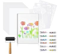 Akfldms Kit Completo de Placa de Impresión en Gel de 8 X 10 Pulgadas, Juego de Monoimpresión Que Incluye Rodillo, Pintura Acrílica, Papel y Herramientas para Hacer Tarjetas.