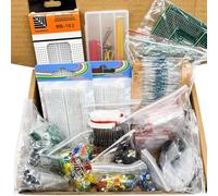 Akfldms Kit de Componentes Electrónicos de 2110 Piezas Ultimate Edition, Varios Condensadores Comunes, Resistencias, Placa LED, Placa de Pruebas DIP-IC.