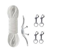 Akfldms Kit de Cuerda y Clips para : Driza para de Bandera de 15 M con Gancho de Cornamusa y 4 Clips Giratorios para Astas de Hasta 7,6 M.