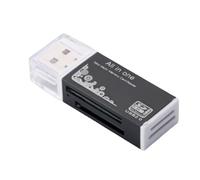 Akfldms Lector de Tarjetas USB 2.0 4 en 1, Adaptador de Memoria para Memory Stick, Lector de Tarjetas T-Flash/M2/MS, Color Negro.