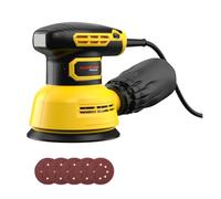 Akfldms Lijadora Orbital Aleatoria de 5 Pulgadas, 12000 RPM, 6 Velocidades Variables, con 5 Papeles de Lija para Carpintería, Enchufe de la UE