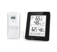 Akfldms Medidor Electrónico Digital de Temperatura y Humedad para Interiores y Exteriores con 1 Sensor de Luz de Fondo Inalámbrico de Larga Distancia