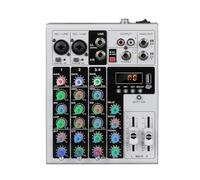 Akfldms Mezclador de Audio de 4 Canales, Portátil, para DJ, Karaoke, Consola XLR, Bluetooth, Alimentación Fantasma de 48 V para PC, Grabación de MP3, Enchufe de la UE. EU Plug