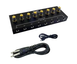 Akfldms Mezclador de Audio Recargable de 8 Canales, Mezclador de Sonido Portátil para Exteriores, para Instrumentos Musicales y Micrófonos, Expansor de 8 Entradas y una Salida.