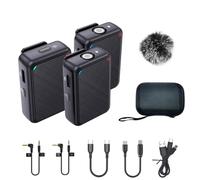 Akfldms Micrófono de Solapa para Grabación de Doble Canal con 98 Pies para Teléfono Inteligente, Cámara DSLR, DV, Vlog, Estilo en : 1 RX y 2 TX