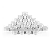 Akfldms Paquete de 25 Botes de Aluminio, Botes de Crema, Botes de Metal Vacíos, Latas Pequeñas de Botes de Crema con Tapa para Bálsamo Labial, Cosméticos, Muestras de Crema, Decoración de Uñas