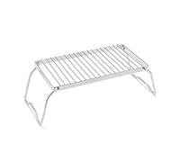 Akfldms Parrilla de Barbacoa una Rayas para Exteriores Barbacoa Larga de Acero Inoxidable Soporte Plegable Estante PortáTil Estante de Drenaje