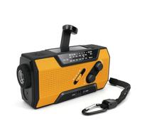 Akfldms Radio Meteorológica de Emergencia, Radio Portátil de Manivela para Exteriores con Energía Solar, Am/FM, Alarma SOS, Lámpara de Lectura LED, Linterna A