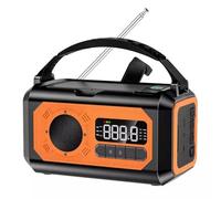 Akfldms Radio Meteorológica Solar con Manivela Manual de 12000 MAh Am/FM/NOAA, Alarma SOS de Emergencia, Lámpara de Lectura para Acampar Al Aire Libre, Color Naranja.