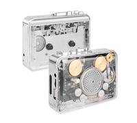 Akfldms Reproductor de Casetes Portátil con Carcasa Transparente, Captura de Casetes USB A Formato MP3 y Reproduce Música en Cinta de Disco U.