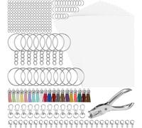 Akfldms Shrink Paper Keychain Kit 251PCS, Shrinky-Dink Sheets Included with Chain& Jump Rings- For -DIY Crafting For Kids& Adults
