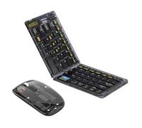 Akfldms Teclado Inalámbrico Bluetooth Plegable Transparente con Kit de Ratón. Teclado de Viaje Plegable para Teléfono Inteligente y Computadora.