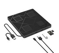 Akfldms Unidad Externa de CD/DVD 5 en 1 para Portátil Unidad Externa de CD/DVD 5 en 1 para PC Portátil Grabadora de CD/DVD RW Portátil con Lector de Tarjetas SD/TF y Reproductor de DVD-ROM Regrabable.