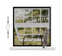 akgao Mosquitera para Ventanas con Cremallera, 135x150cm Malla Reforzada a Prueba de Gatos, Transpirable Red Antiinsectos, Cortina para Ventanas Resistente Arañazos Mascotas, con 2cm Adhesiva-Negro