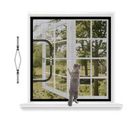 akgao Mosquitera para Ventanas con Cremallera, 75x90cm Malla Reforzada a Prueba de Gatos, Transpirable Red Antiinsectos, Cortina para Ventanas Resistente Arañazos Mascotas, con 2cm Adhesiva-Negro