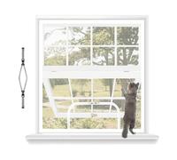akgao Mosquitera para Ventanas con Cremallera, 90x90cm Malla Reforzada a Prueba de Gatos, Transpirable Red Antiinsectos, Cortina para Ventanas Resistente Arañazos Mascotas, con 2cm Adhesiva-Blanco