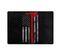 AKGFFDS Alfombra con estampado de bandera de línea roja de hacha de bombero, 80 x 58 pulgadas, alfombra de área para sala de estar, oficina, mesa de café, cama, balcón, suave, esponjosa, absorbente de