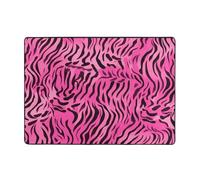 AKGFFDS Alfombra con estampado de cebra tigre leopardo rosa, 80 x 58 pulgadas, alfombra de área para sala de estar, oficina, mesa de café, cama, balcón, suave, esponjosa, absorbente de agua, duradera